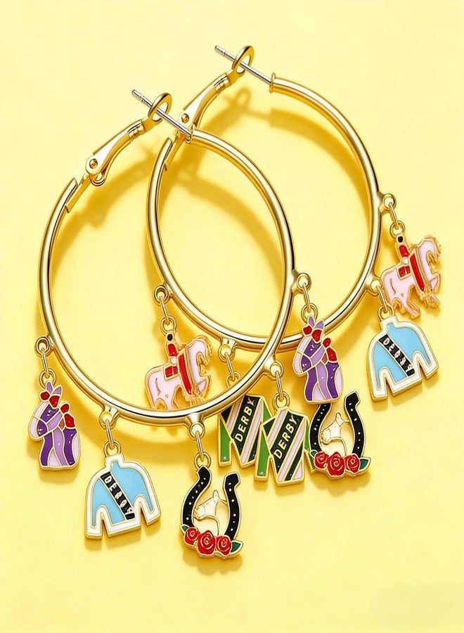 MOLOCH Derby Earrings for Women Gold Hoops Riding Suit Horseshoe Dangle Earrings Kentucky Derby Outfits Accessories - Image 5