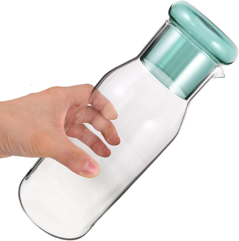 Glass Pitcher with Lid, 1.2l Heat-resistant Green Glass Water Jug for Hot and Cold Beverages, Iced Tea and Juice Carafe Suitable for Home and Kitchen Use - Image 3