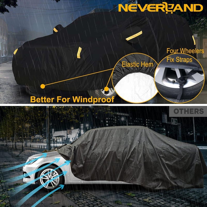 NEVERLAND SUV Car Cover All Weather Waterproof for Automobiles, Universal Fit for Acura MDX, Ford Explorer, Subaru Ascent, Kia Telluride, Hyundai Palisade, Porsche Cayenne, Audi Q7/Q8 - Image 4