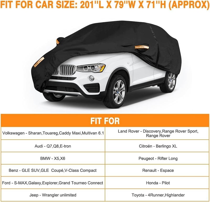 NEVERLAND SUV Car Cover All Weather Waterproof for Automobiles, Universal Fit for Acura MDX, Ford Explorer, Subaru Ascent, Kia Telluride, Hyundai Palisade, Porsche Cayenne, Audi Q7/Q8 - Image 2