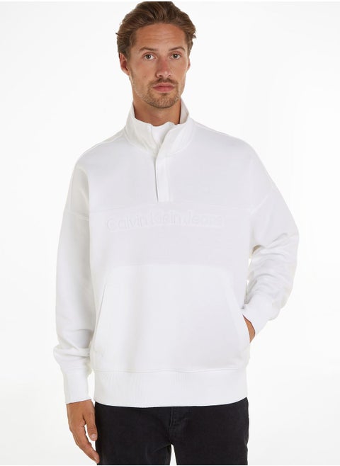 Embossed Half Zip Sweater