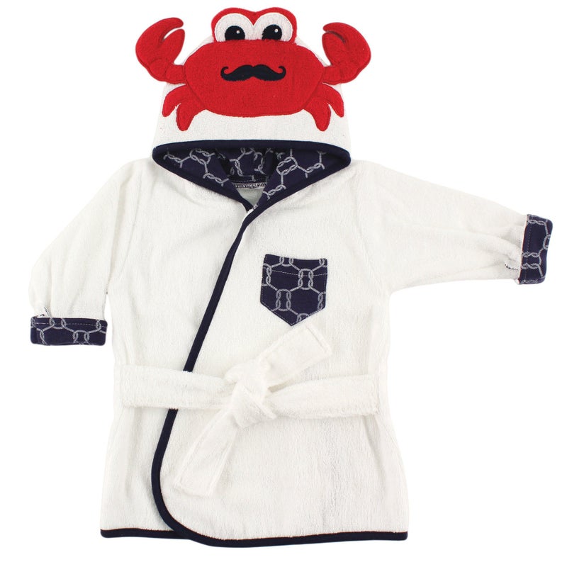 Hudson Baby Unisex Baby Cotton Animal Face Bathrobe Mr Crab One Size