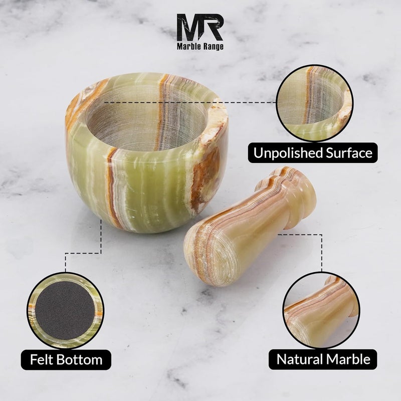 MARBLE RANGE Marble Herb & Spice Grinder 3" Inch Green Onyx Handmade – Natural Stone Mortar & Pestle Set for Garlic, Seasonings & Kitchen Use | Spice Grinder Bowl for Herbs, Guacamole & Kitchen Storage Organizer - Image 5