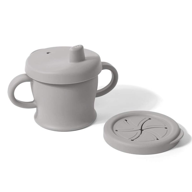 haakaa Silicone Sip-N-Snack Cup, Drop-proof Toddlers Sippy Cup & Snack Container 2-in-1, BPA Free Food Grade Silicone Cup for Baby 6 Months+, 9 Ounce (Grey) - Image 1