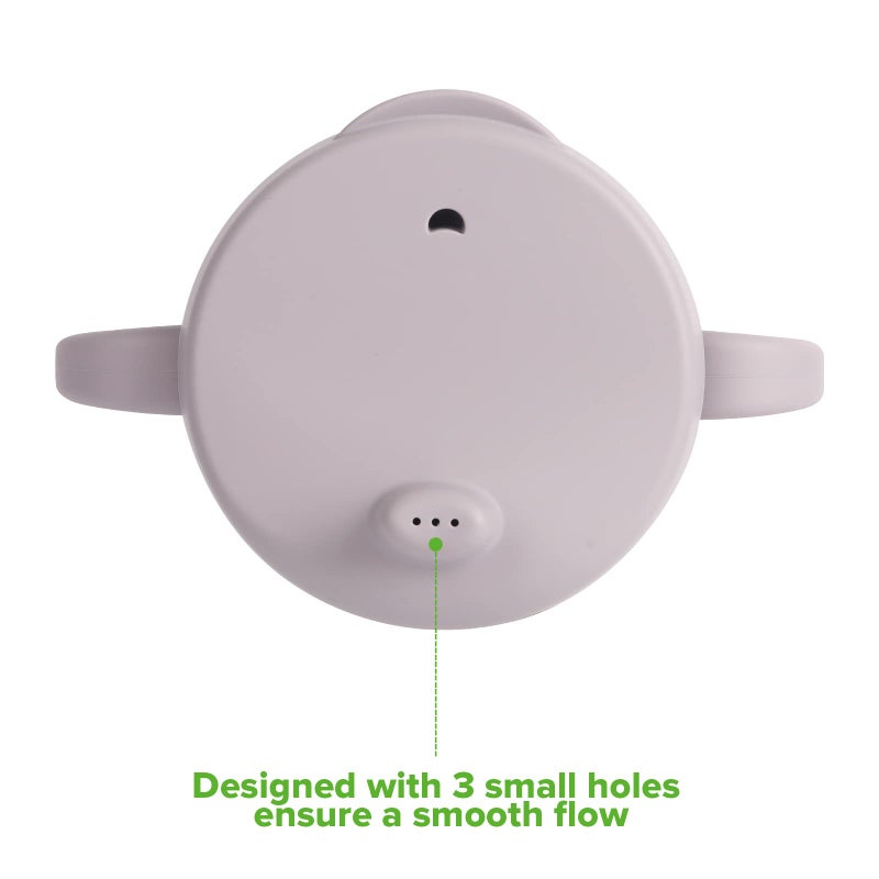 haakaa Silicone Sip-N-Snack Cup, Drop-proof Toddlers Sippy Cup & Snack Container 2-in-1, BPA Free Food Grade Silicone Cup for Baby 6 Months+, 9 Ounce (Grey) - Image 4