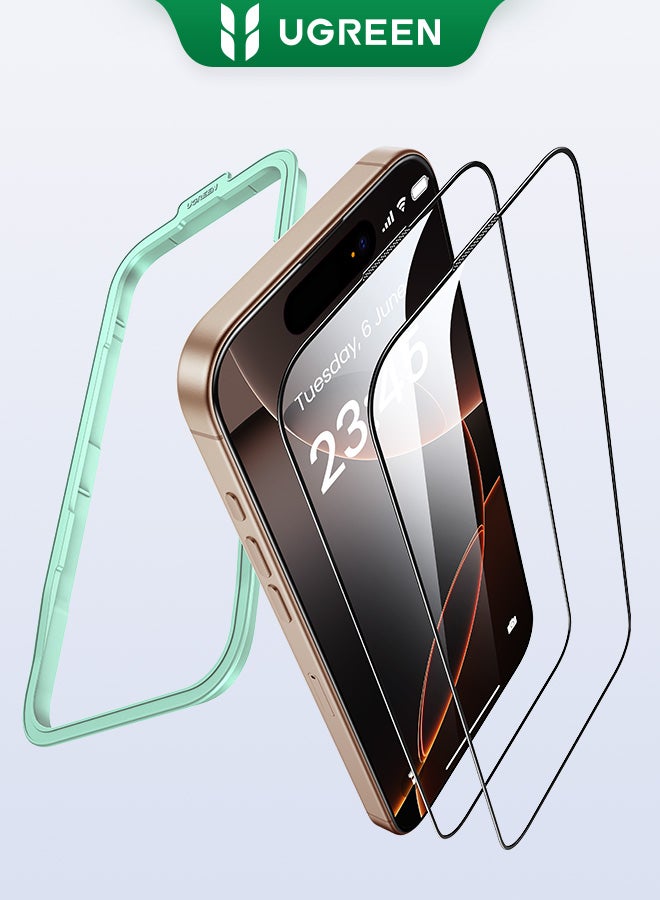 Ugreen 2Pack iPhone 16 Pro Max Screen Protector Full Coverage 6.9 Inch HD Easy Installation Frame Military-Grade Protection Scratch Resistant Anti-Fingerprint Bubble Free 9H Tempered Glass Film - Image 1