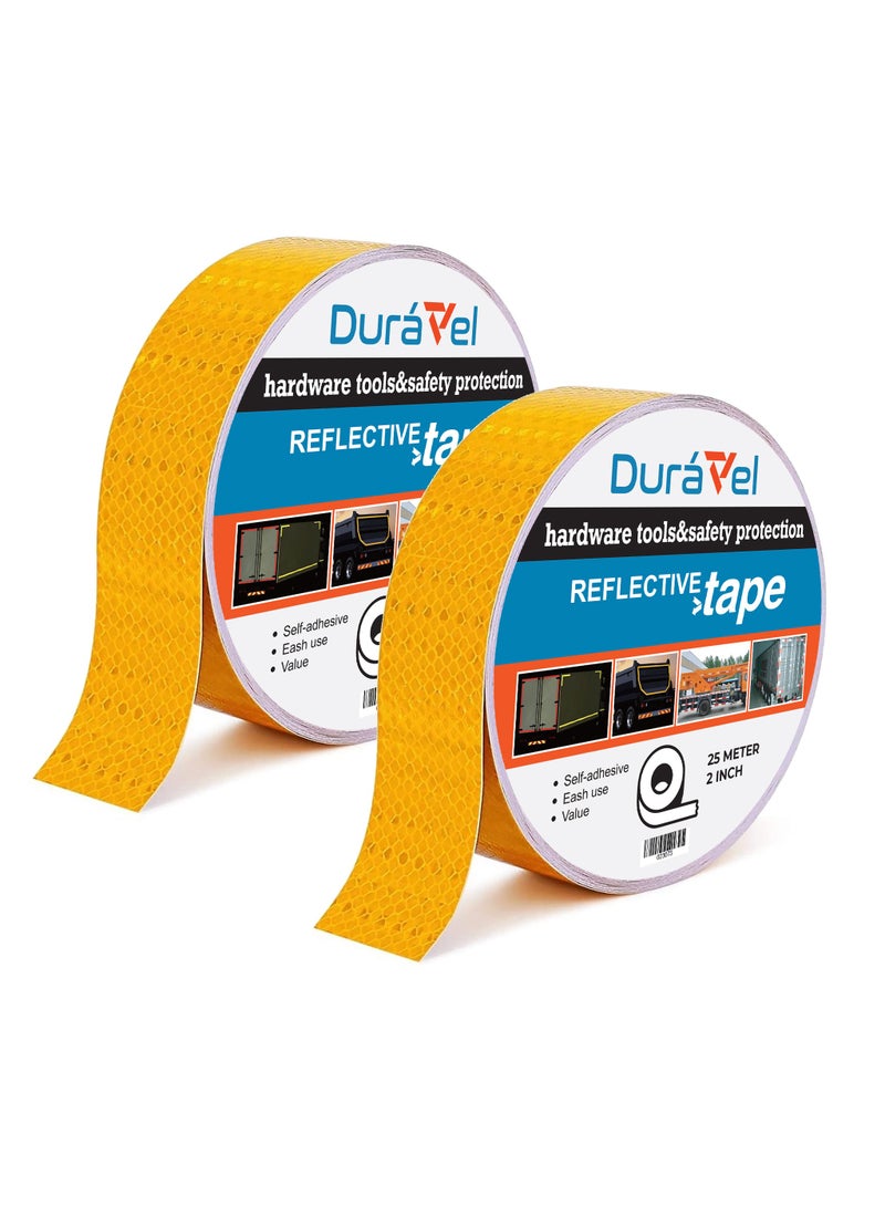 Duravel Reflective Safety Tape, 2 Inch x 25 Metre, Self-Adhesive (Yellow) - Image 1