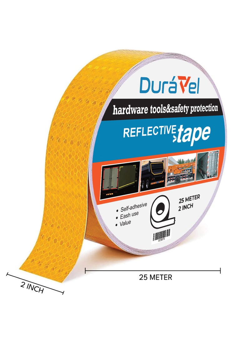 Duravel Reflective Safety Tape, 2 Inch x 25 Metre, Self-Adhesive (Yellow) - Image 2