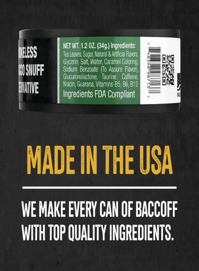 BACC OFF 5 Cans, BaccOff Extra Wintergreen Energized Fine Cut, Strong Wintergreen Flavor with Caffeine and B Vitamins - Image 2