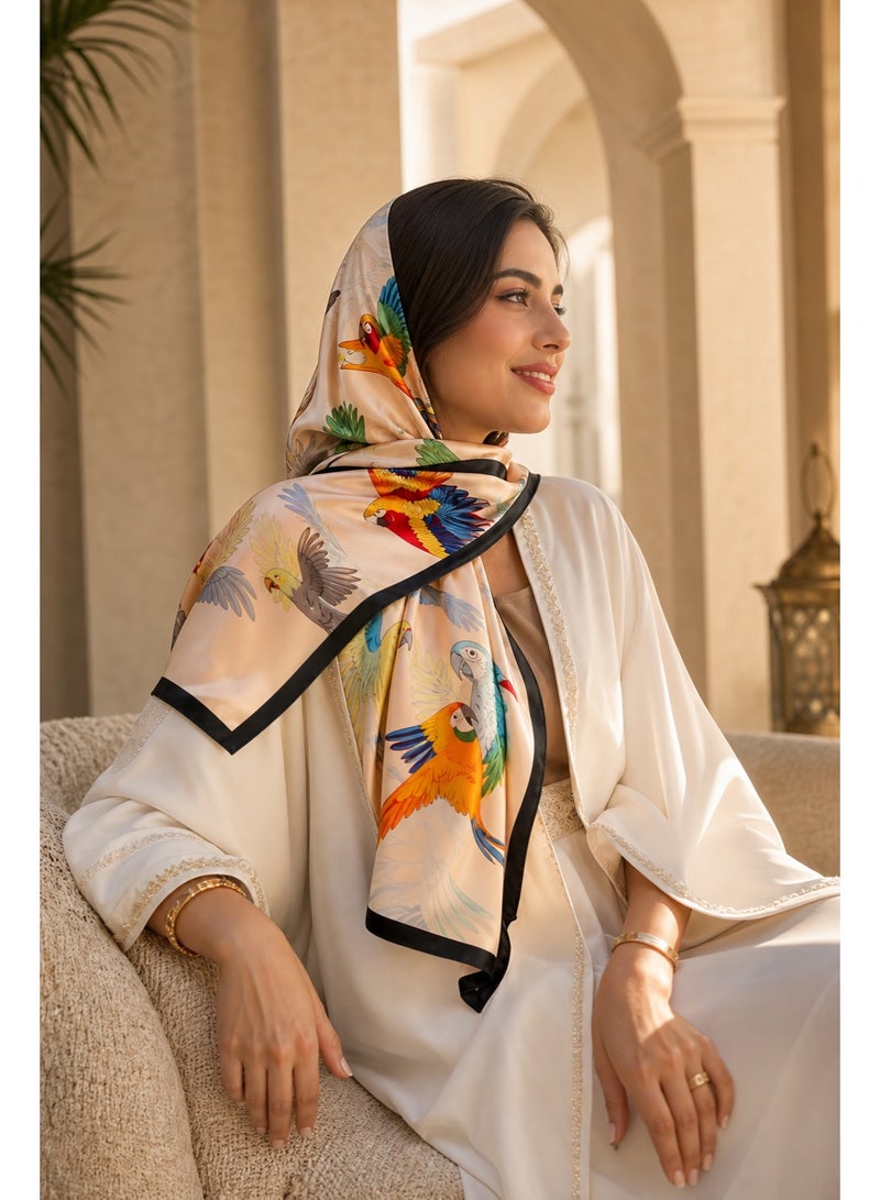 وشاح حريري، وشاح حريري للنساء والأوشحة العصرية لملابس المسلمين، أثناء التنقل في المكتب، مقاوم للشمس/الرمال في الهواء الطلق - حرير جليدي مسامي، كبير جدًا، حماية من الأشعة فوق البنفسجية، صديق للبشرة، مقاوم للبهتان والوبر، لعشاق الموضة المسلمين العصريين، ونساء المكاتب والمسافرين في الهواء الطلق، (180 سم × 90 سم) - Image 2