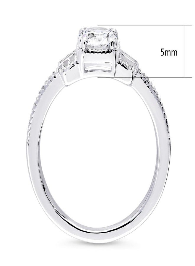 BERRICLE Sterling Silver Vintage Inspired Art Deco Cubic Zirconia CZ Fashion Ring for Women, Rhodium Plated Size 7 - Image 4