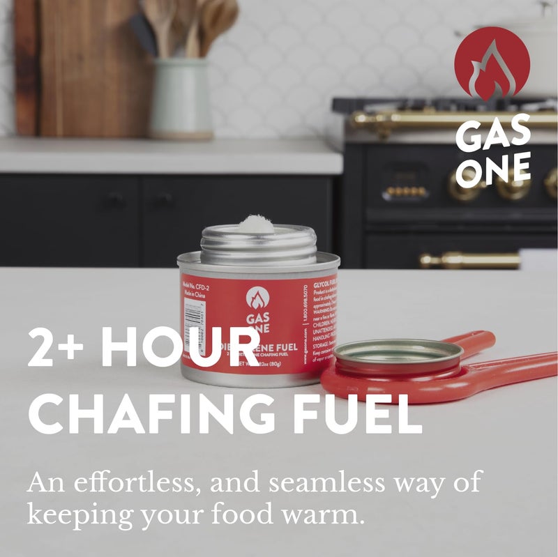 GasOne 2+ Hour Chafing Fuel - Food Warmer for Chafing Dish Buffet Set - Liquid Safe Fuel with Wick & Lid Opener for Chafing Dish (Pack of 12) - Image 2