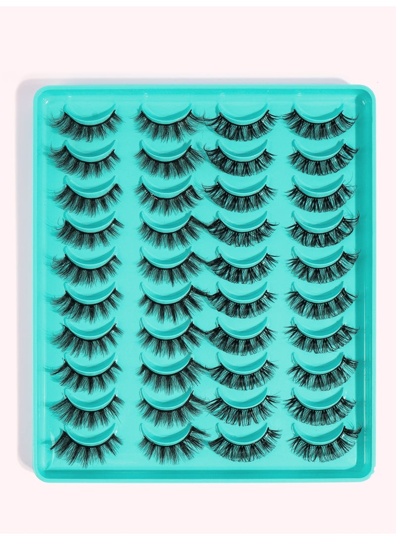 MAGEFY Half Lashes with Clear Band Corner Lashes Natural Look 3D False Eyelashes Wispy Soft Cat Eye Fluffy Curl Accent Lashes Sets（20 Pairs） - Image 1