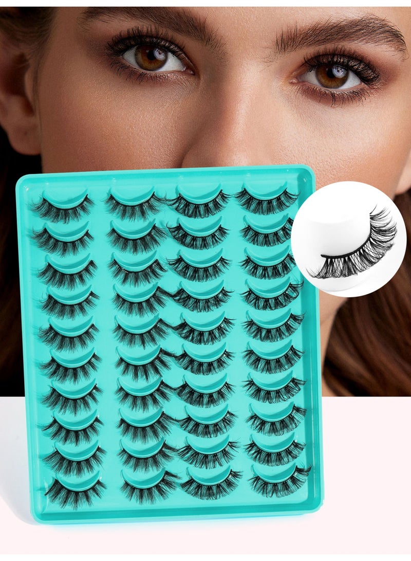 MAGEFY Half Lashes with Clear Band Corner Lashes Natural Look 3D False Eyelashes Wispy Soft Cat Eye Fluffy Curl Accent Lashes Sets（20 Pairs） - Image 4