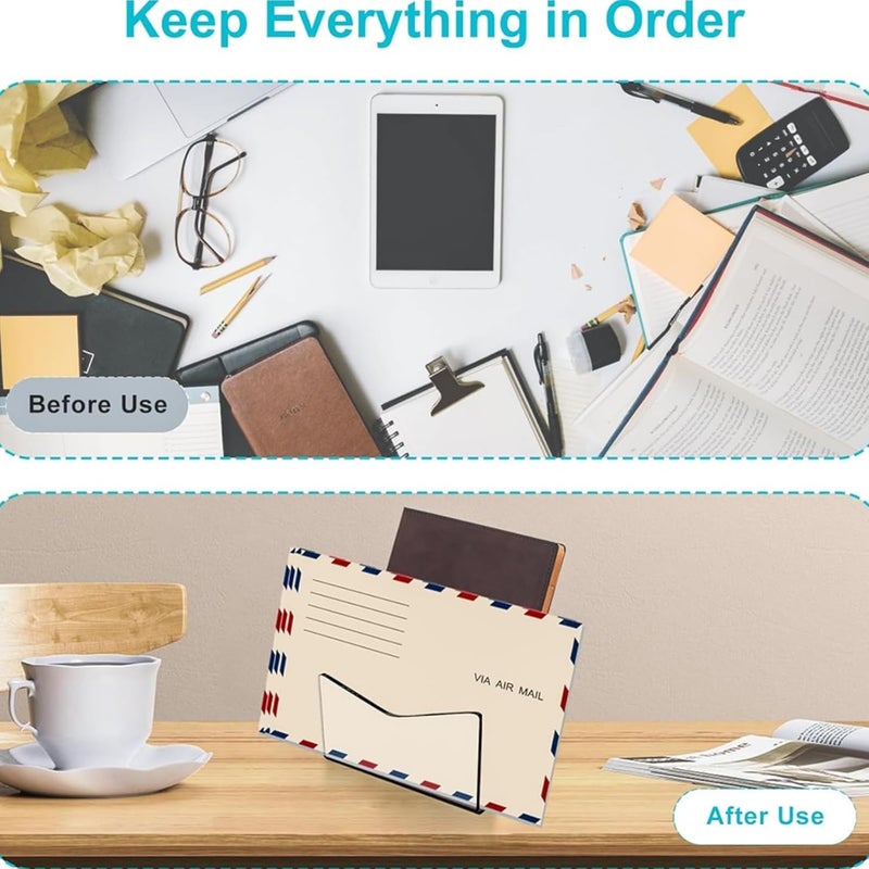 BIBABLYKE Wall Mount Envelope Tray Office Document Storage Holder Letter Mail Sorter Postcard Stand Organizer Rack Office Mail Organizer for Wall - Image 4