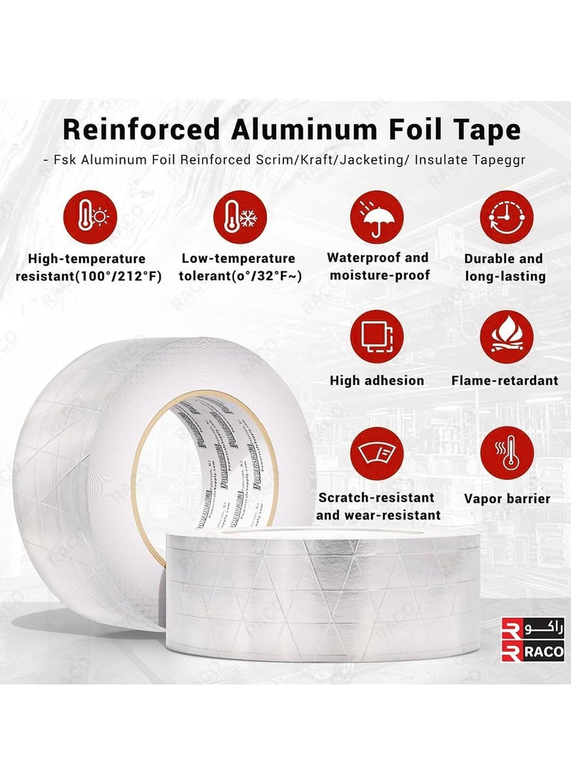 RACO RACO FSK Aluminum Tape – 3-Inch x 64 Ft Multi-Purpose Foil Tape for Metal Repairs, Ductwork, Exhaust Pipes, Dryer Vents, AC Units, Sealing & Patching  - Image 2