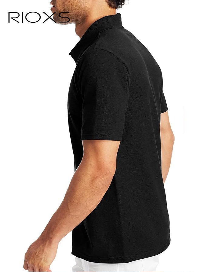 RIOXS Men's Quick-Dry Polo Shirt, Breathable Short Sleeve T-Shirt, Casual Loose Fit Golf Shirt with Button Down Collar, Moisture Wicking Sportswear for Running and Gym, Summer Comfortable Athletic Top, Lightweight Performance Apparel​ - Image 3