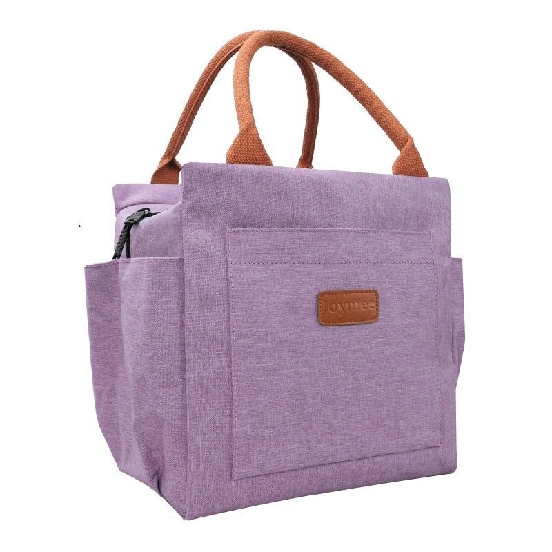 Joymee Lunch Bag Women Insulated Lunch Box Reusable Leakproof Large Spacious Cooler Tote for Women Men Adult with Bottle Holder and Side Pockets for Work Office Travel Picnic - Purple - Image 1