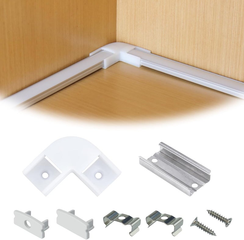Muzata White Corner Connector Kit for LED Channel L Shape Connectors fit Muzata U1SW Series LED Aluminum Channel Easy Install Accessories LC23 WW - Image 1