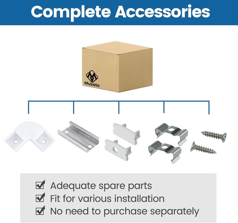 Muzata White Corner Connector Kit for LED Channel L Shape Connectors fit Muzata U1SW Series LED Aluminum Channel Easy Install Accessories LC23 WW - Image 3
