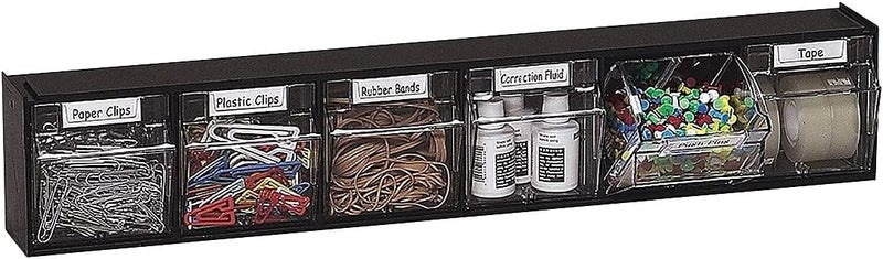 Deflecto 20604OP Tilt Bin Plastic Storage System w6 Bins 23 58 x 3 58 x 4 12 Black - Image 2