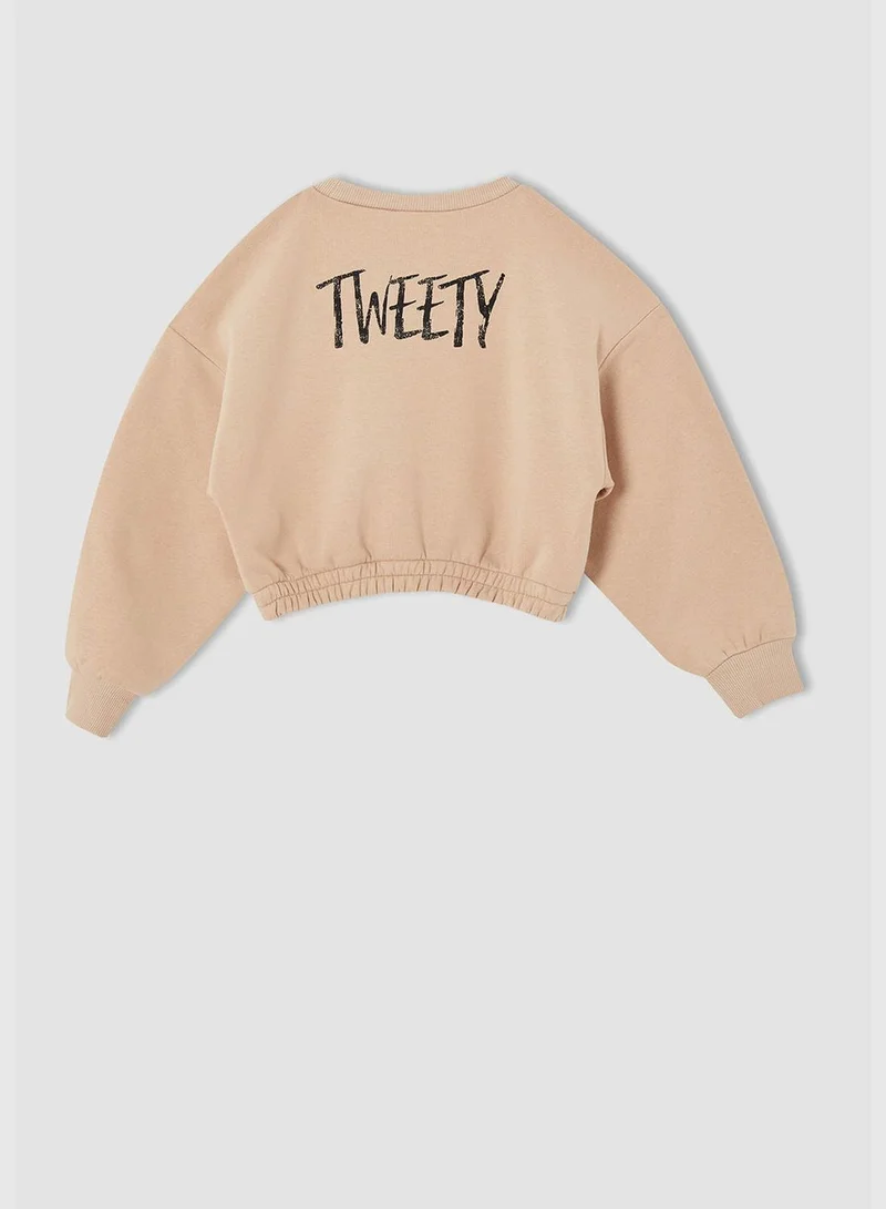 ديفاكتو Licensed Tweety Long Sleeve Cropped Sweatshirt