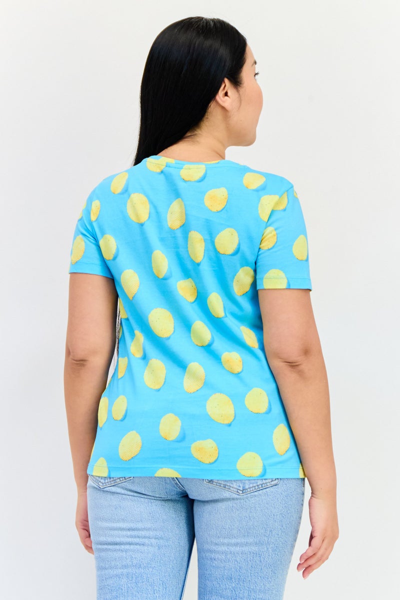ONLY Women Round Neck Short Sleeve Allover Print T Shirt, Multicolor  - Image 3