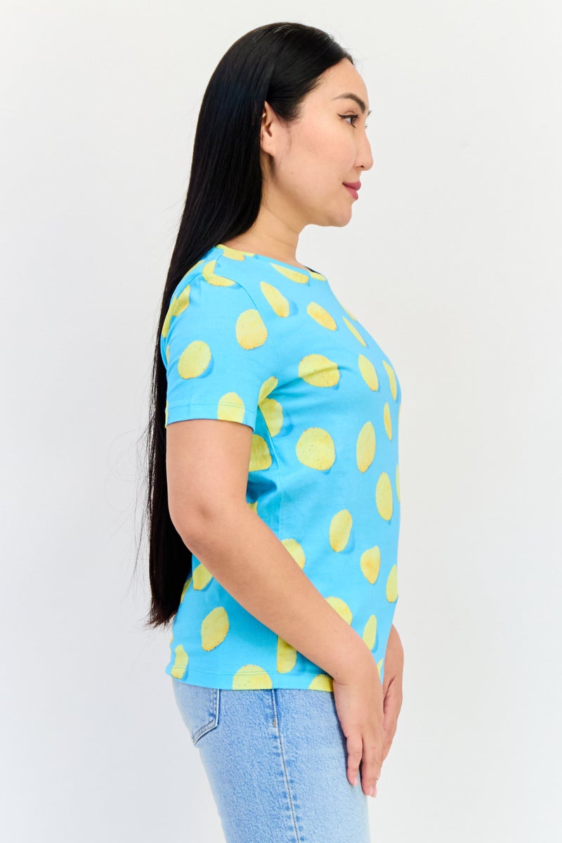 ONLY Women Round Neck Short Sleeve Allover Print T Shirt, Multicolor  - Image 2