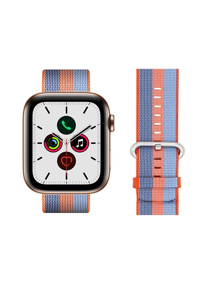 Alyashmac Round Buckle Nylon Replacement Band For Apple Watch Series 5/4/3/2/1 Orange Blue - Image 2