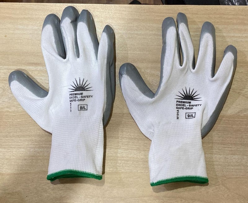 Premium Safe-Grip PU Coated Saftey Gloves, White and Grey, Size 9L Pack of 6 Pairs  - Image 2