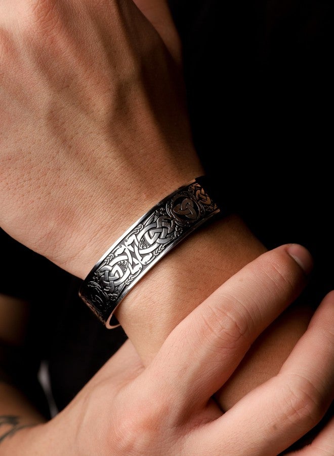HAQUIL Celtic Dragon Triquetra Cuff Bracelet for Men and Women, Celtic Jewelry Gift - Image 5