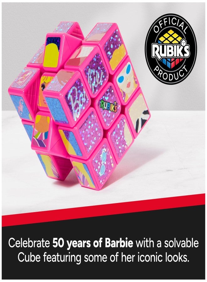 Rubik's Rubik’s Cube, Barbie Cube, Celebrate Barbie’s 50th Anniversary, Problem-Solving Brain Teaser, Classic Color-Matching Puzzle, Fidget Toy, Sensory Puzzle for Adults, Teens, Kids, for Ages 8 & Up - Image 2