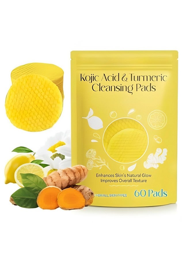 wall love Kojic Acid & Turmeric Cleansing Pads with Vitamin B5, Vitamin C, Chamomile & Lemon for Foaming Exfoliation and Brightening Skin(pack of 1) - Image 1