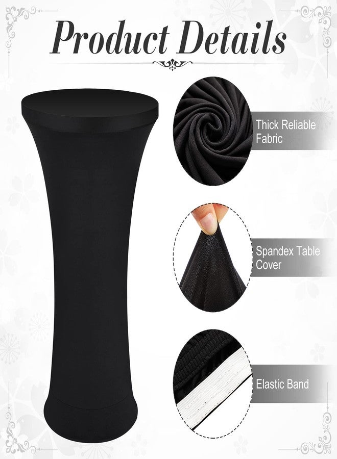 Tegeme 32 x 43 Inches Round Cocktail Tablecloth Spandex Bottom Table Cover Stretch Tablecloth Fitted High Top Round Table for Bar Pub Wedding Party Banquet Birthday Supplies(Black,6 Pack) - Image 3