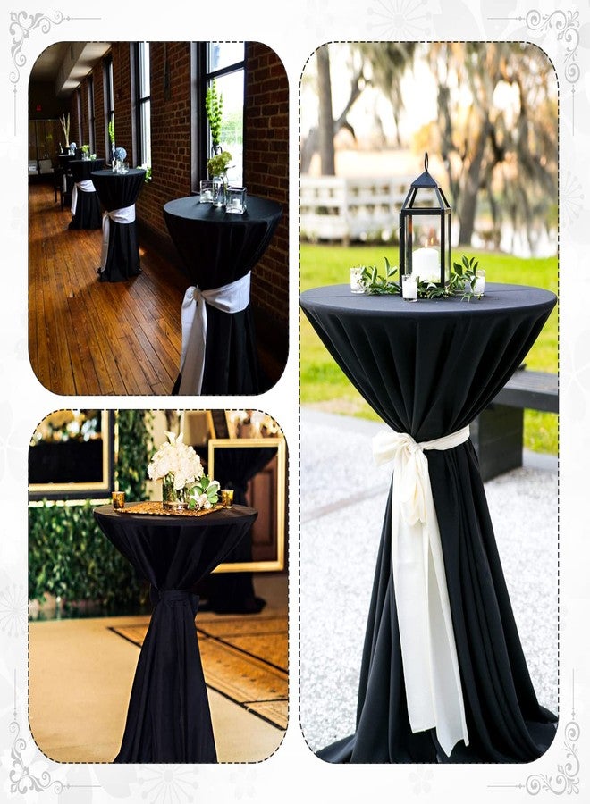 Tegeme 32 x 43 Inches Round Cocktail Tablecloth Spandex Bottom Table Cover Stretch Tablecloth Fitted High Top Round Table for Bar Pub Wedding Party Banquet Birthday Supplies(Black,6 Pack) - Image 5