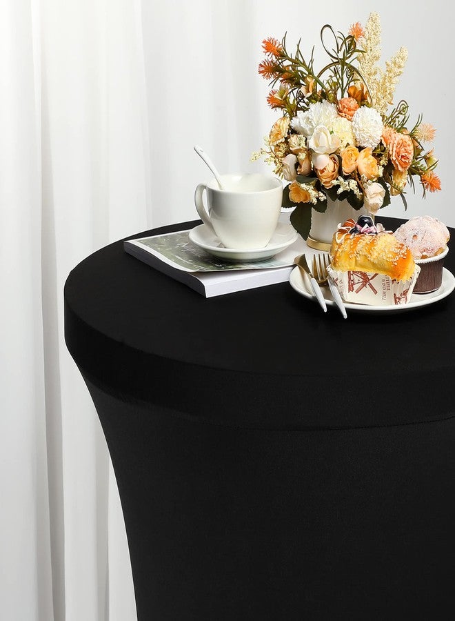 Tegeme 32 x 43 Inches Round Cocktail Tablecloth Spandex Bottom Table Cover Stretch Tablecloth Fitted High Top Round Table for Bar Pub Wedding Party Banquet Birthday Supplies(Black,6 Pack) - Image 4