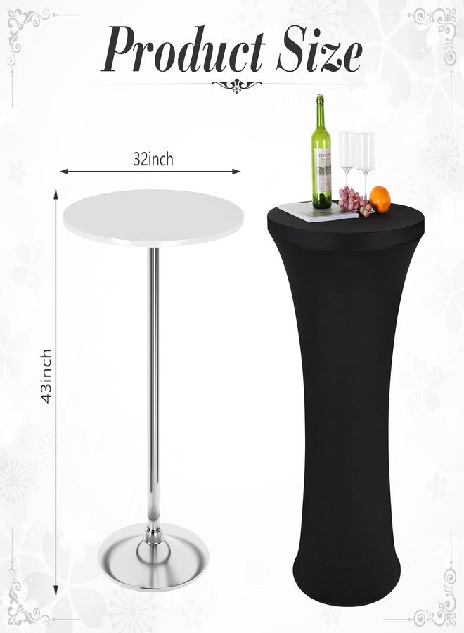 Tegeme 32 x 43 Inches Round Cocktail Tablecloth Spandex Bottom Table Cover Stretch Tablecloth Fitted High Top Round Table for Bar Pub Wedding Party Banquet Birthday Supplies(Black,6 Pack) - Image 2