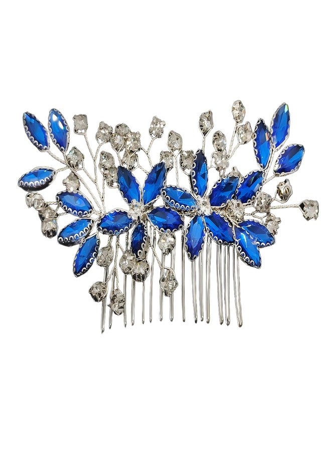 KGCGJVB Hair Comb for Wedding Blue and Silver Accessories Crystal Sapphire Rhinestone Combs Bridal Hair Piece for Women Brides Prom Style Party Headpiece and Elegant Special Occasion Wear - Image 1