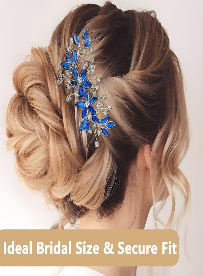 KGCGJVB Hair Comb for Wedding Blue and Silver Accessories Crystal Sapphire Rhinestone Combs Bridal Hair Piece for Women Brides Prom Style Party Headpiece and Elegant Special Occasion Wear - Image 3
