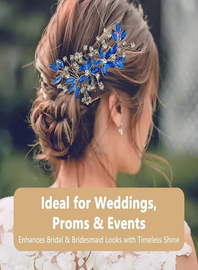 KGCGJVB Hair Comb for Wedding Blue and Silver Accessories Crystal Sapphire Rhinestone Combs Bridal Hair Piece for Women Brides Prom Style Party Headpiece and Elegant Special Occasion Wear - Image 5