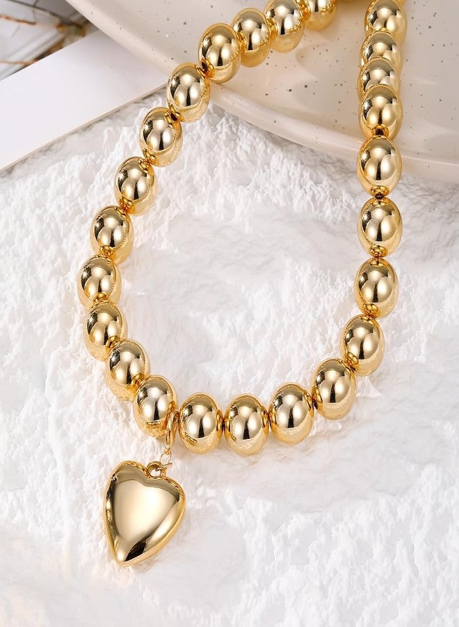 Amaal Gold Plated Heart Pendant Necklace for Women | Love Locket Statement Jewellery for Women | Aesthetic Choker Chain | Stylish Fashion Necklace for Girls | Elegant Jewellery Gift -45 - Image 4