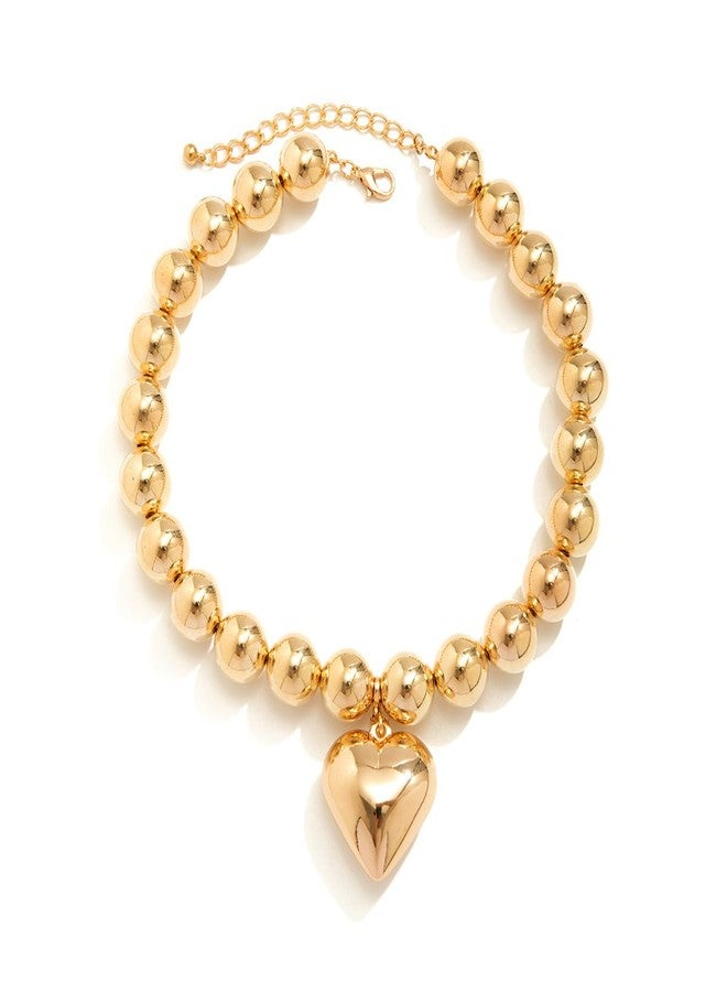 Amaal Gold Plated Heart Pendant Necklace for Women | Love Locket Statement Jewellery for Women | Aesthetic Choker Chain | Stylish Fashion Necklace for Girls | Elegant Jewellery Gift -45 - Image 1