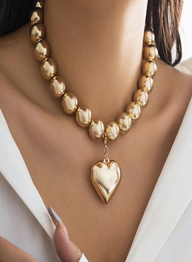 Amaal Gold Plated Heart Pendant Necklace for Women | Love Locket Statement Jewellery for Women | Aesthetic Choker Chain | Stylish Fashion Necklace for Girls | Elegant Jewellery Gift -45 - Image 2