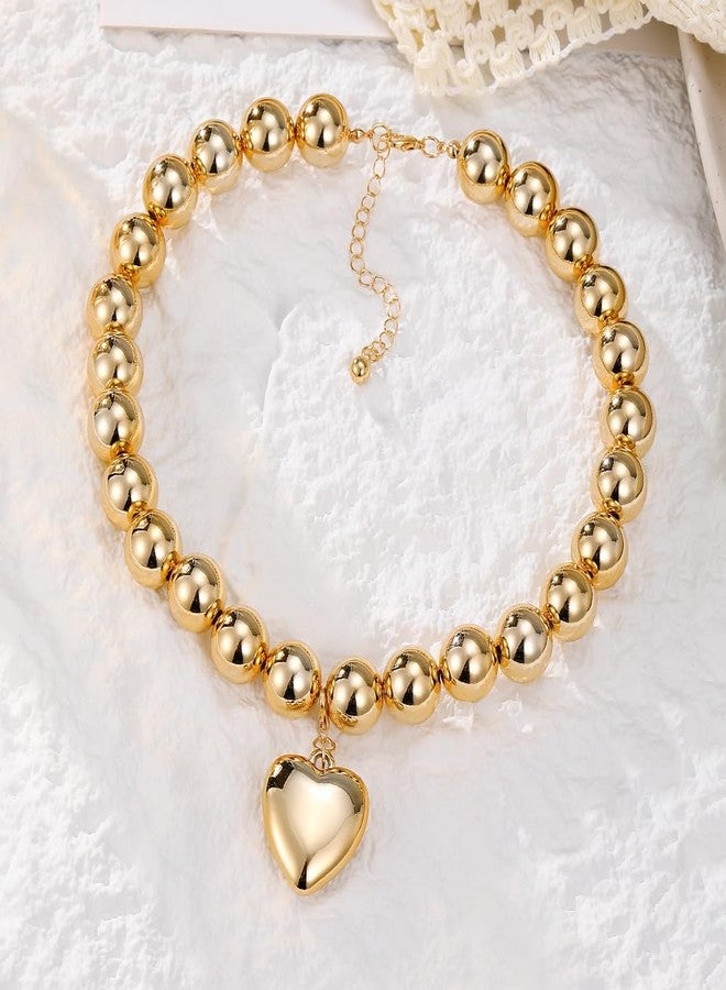 Amaal Gold Plated Heart Pendant Necklace for Women | Love Locket Statement Jewellery for Women | Aesthetic Choker Chain | Stylish Fashion Necklace for Girls | Elegant Jewellery Gift -45 - Image 3