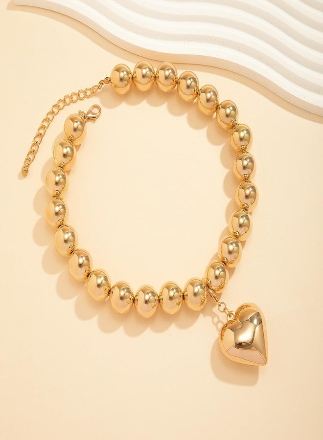 Amaal Gold Plated Heart Pendant Necklace for Women | Love Locket Statement Jewellery for Women | Aesthetic Choker Chain | Stylish Fashion Necklace for Girls | Elegant Jewellery Gift -45 - Image 5