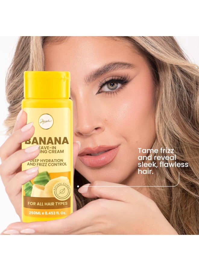 ANYELUZ Anyeluz Banana Leave-In Styling Cream - Leave-In Conditioner for Frizz Control and Shine, Strengthens and Smooths Hair  - Image 4