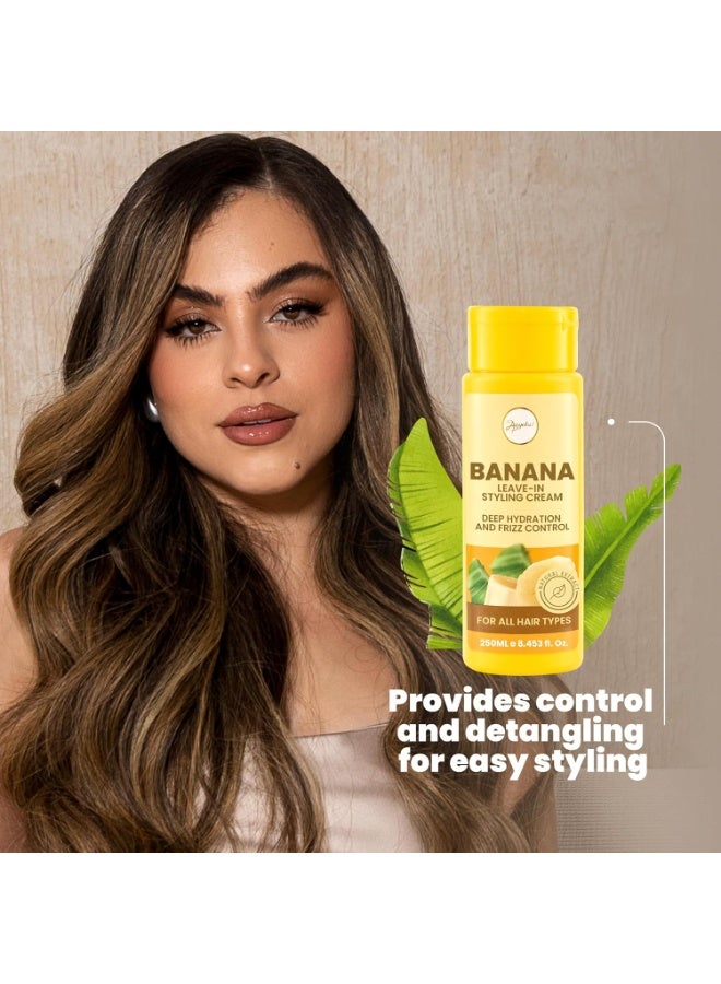 ANYELUZ Anyeluz Banana Leave-In Styling Cream - Leave-In Conditioner for Frizz Control and Shine, Strengthens and Smooths Hair  - Image 3