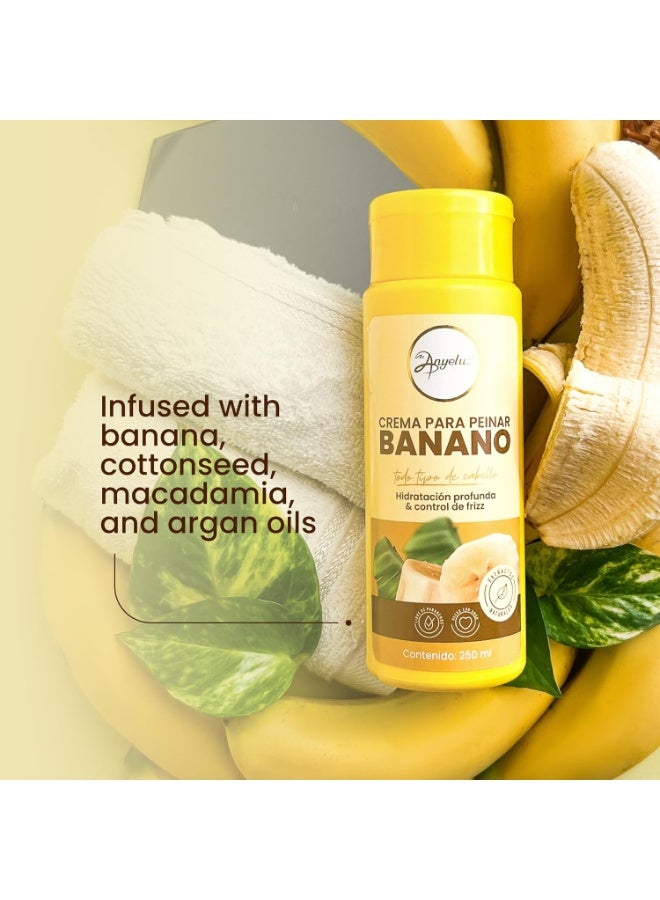 ANYELUZ Anyeluz Banana Leave-In Styling Cream - Leave-In Conditioner for Frizz Control and Shine, Strengthens and Smooths Hair  - Image 2