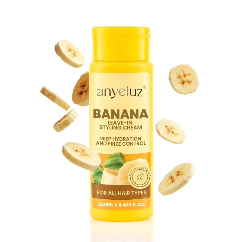 ANYELUZ Banana Leave-In Styling Cream - Leave-In Conditioner for Frizz Control and Shine, Strengthens and Smooths Hair - Image 1
