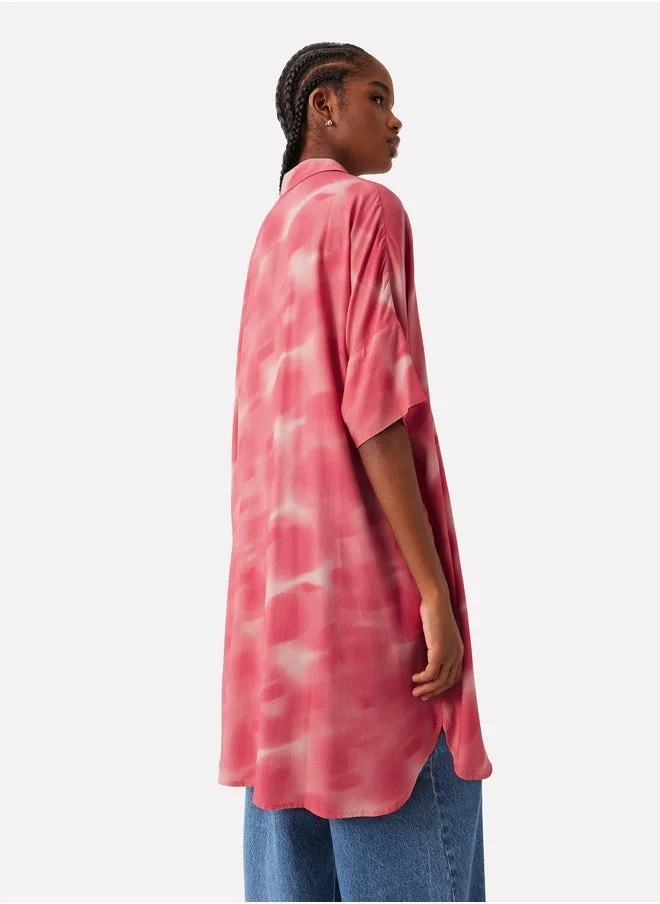 PARFOIS Tie-Dye Shirt Dress